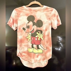 Disney Classic Mickey Mouse Orange and White Tie-Dye Tee Shirt. Size S.